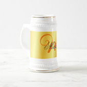 Monogrammaticale, minimale platte, moderne goudkle bierpul (Voorkant links)