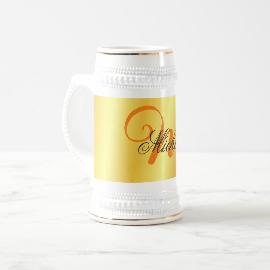 Monogrammaticale, minimale platte, moderne goudkle bierpul (Voorkant links)