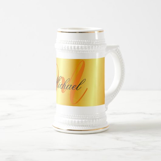 Monogrammaticale, minimale platte, moderne goudkle bierpul (Voorkant rechts)