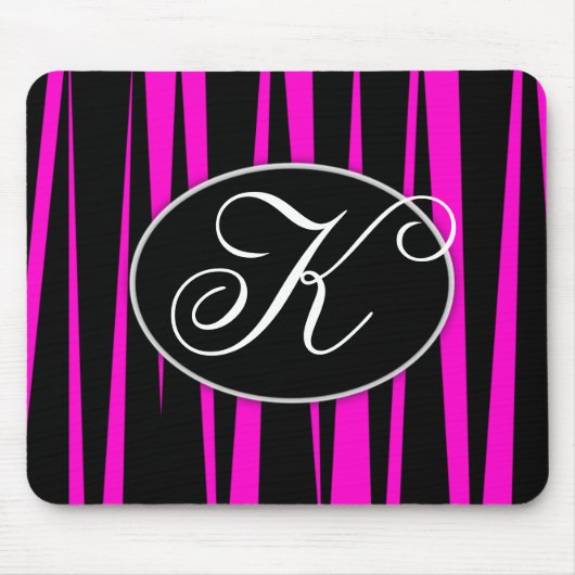 Monogrammaticale Muismatten met warme roze zebrast (Voorkant)