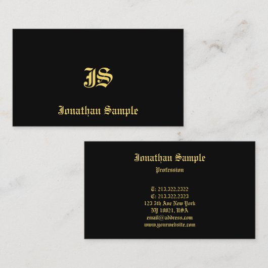 Monogrammaticale Sjabloon Klassieke oude stijlteks Visitekaartje (Voorkant / Achterkant)