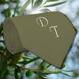 Monogrammaticale stropdas voor olijfgroen