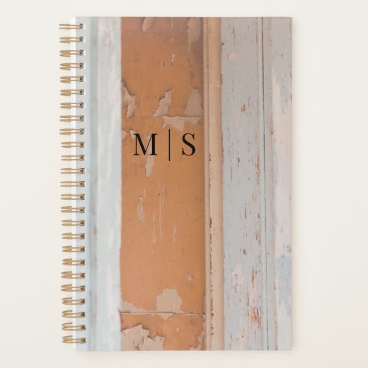 Monogrammatig Dusty Blue en Terra Cotta Planner (Voorkant)