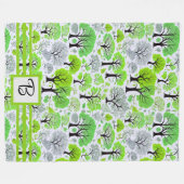 Monogrammatig groen bos fleece deken (Voorkant (Horizontaal))