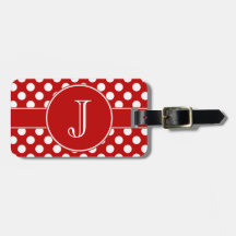 Monogrammatisch Bagagelabel van rode en witte poka