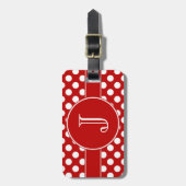Monogrammatisch Bagagelabel van rode en witte poka (Voorkant verticaal)