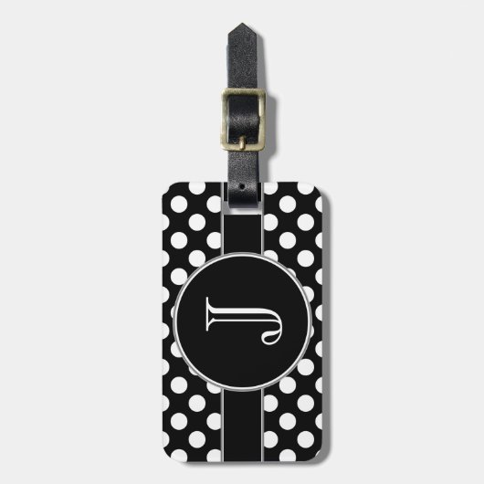 Monogrammatisch Bagagelabel van zwarte en witte po (Voorkant verticaal)