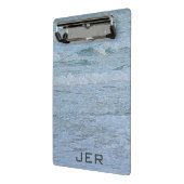 Monogrammatisch Blauwe Groene Oceaangolven Kunst Mini Klembord (Angled2)