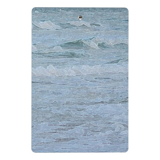 Monogrammatisch Blauwe Groene Oceaangolven Kunst Mini Klembord (Achterkant)