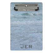 Monogrammatisch Blauwe Groene Oceaangolven Kunst Mini Klembord (Voorkant)