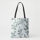 Monogrammatisch groen botanisch patroon tote bag (Voorkant)