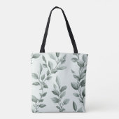 Monogrammatisch groen botanisch patroon tote bag (Achterkant)