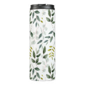 Monogrammatisch groen tropisch eucalyptuspatroon thermosbeker (Achterkant)