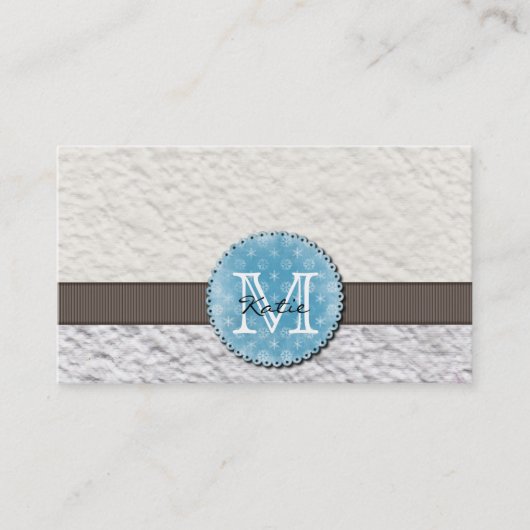 Monogrammatisch handgemaakt papier visitekaartje (Voorkant)