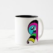 Monogrammatisch Initiaal A-Mok Tweekleurige Koffiemok (Voorkant rechts)