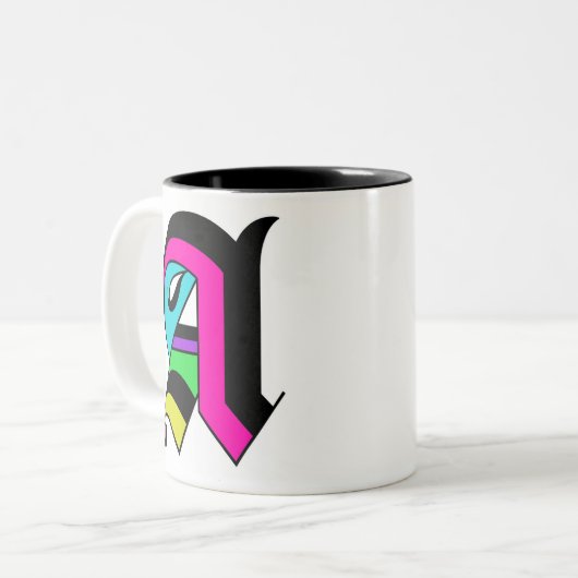 Monogrammatisch Initiaal A-Mok Tweekleurige Koffiemok (Voorkant links)