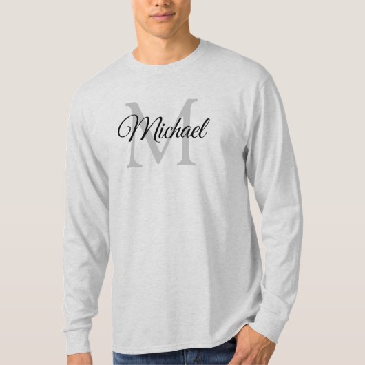 Monogrammatisch Initiaal Letter Name Mannen Long M T-shirt (Voorkant)