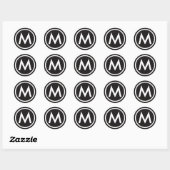 Monogrammatisch Initiaal zwart-witbriefsticker Ronde Sticker (Vel)