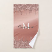 Monogrammatisch metallisch Roos Glitter Dripping G Bad Handdoek (Handdoek)