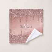 Monogrammatisch metallisch Roos Glitter Dripping G Bad Handdoek (Wasdoekje)