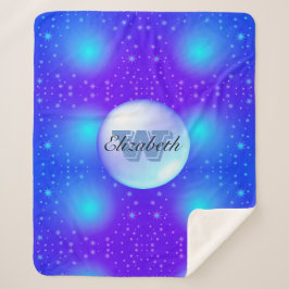 Monogrammatisch minimalisme Blauwe glitterachtergr Sherpa Deken
