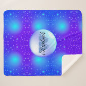 Monogrammatisch minimalisme Blauwe glitterachtergr Sherpa Deken (Voorkant (horizontaal))