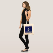 Monogrammatisch Nautisch Anker (blauw) Tote Bag (Voorkant (model))
