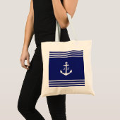 Monogrammatisch Nautisch Anker (blauw) Tote Bag (Voorkant (product))