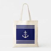 Monogrammatisch Nautisch Anker (blauw) Tote Bag (Achterkant)