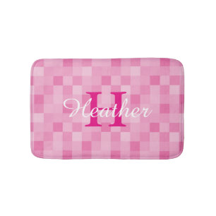 Monogrammatisch roze mozaïektegelbad badmat