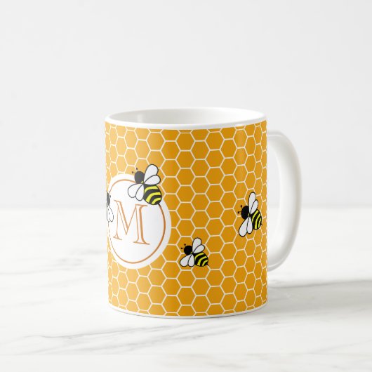 Monogrammatisch Sinaasappel Honeycomb Pattern met Koffiemok (Voorkant rechts)