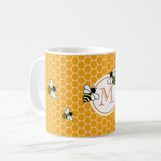 Monogrammatisch Sinaasappel Honeycomb Pattern met Koffiemok (Voorkant links)