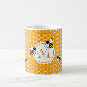 Monogrammatisch Sinaasappel Honeycomb Pattern met  Koffiemok