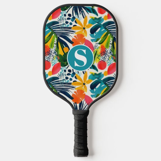 Monogrammatisch tropisch Abstract patroon Pickleball Paddle (Voorkant)