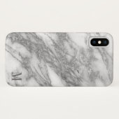 Monogrammatisch wit en zilvergrijs marmer Case-Mate iPhone case (Achterkant (horizontaal))
