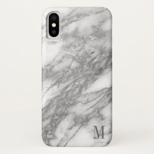 Monogrammatisch wit en zilvergrijs marmer Case-Mate iPhone case