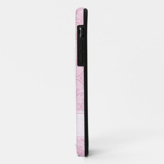 Monogrammatische Art Deco Fans Preppy in roze mand Case-Mate iPhone Case (Achterkant/links)