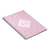Monogrammatische Art Deco Fans Preppy in roze mand Notitieboek (Rechterzijde)