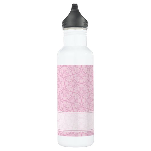 Monogrammatische Art Deco Fans Preppy in roze mand Waterfles (Rechts)