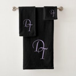 Monogrammatische auberginekleur bad handdoek