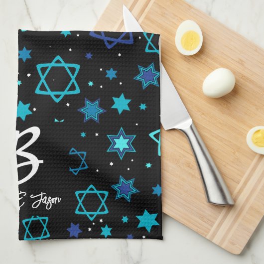 Monogrammatische Davidsster Theedoek (Quarter Fold)