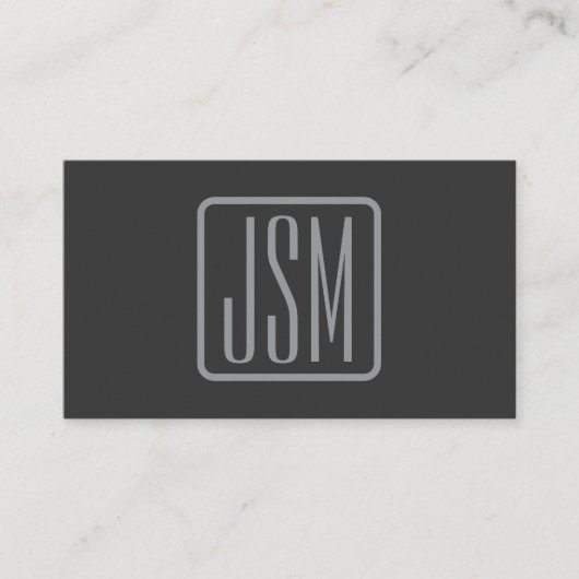 Monogrammatische Initialen | Donkergrijs Visitekaartje (Voorkant)