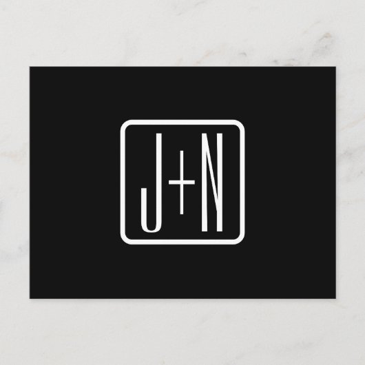 Monogrammatische Initialen | Zwart & Wit Briefkaart (Voorkant)