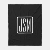 Monogrammatische Initialen | Zwart & Wit Fleece Deken (Voorkant)