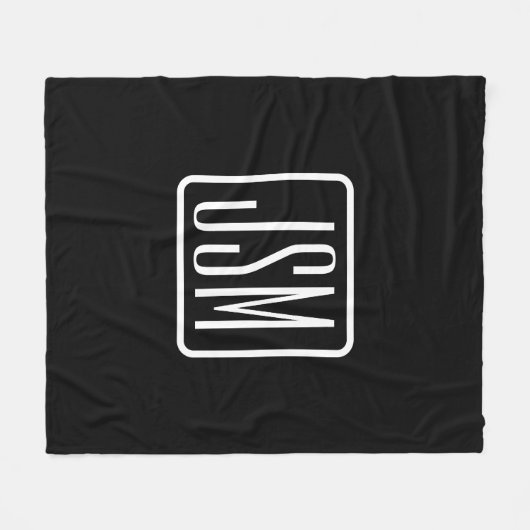 Monogrammatische Initialen | Zwart & Wit Fleece Deken (Voorkant (Horizontaal))