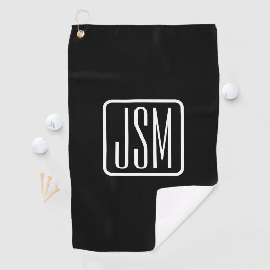 Monogrammatische Initialen | Zwart & Wit Golfhanddoek (Insitu)