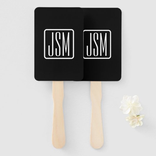 Monogrammatische Initialen | Zwart & Wit Handwaaier (Voorkant en achterkant)