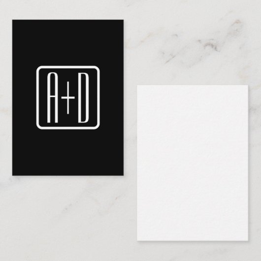 Monogrammatische Initialen | Zwart & Wit Informatiekaartje (Voorkant / Achterkant)
