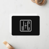 Monogrammatische Initialen | Zwart & Wit Notitiekaartje (Voorkant / Achterkant in situ)