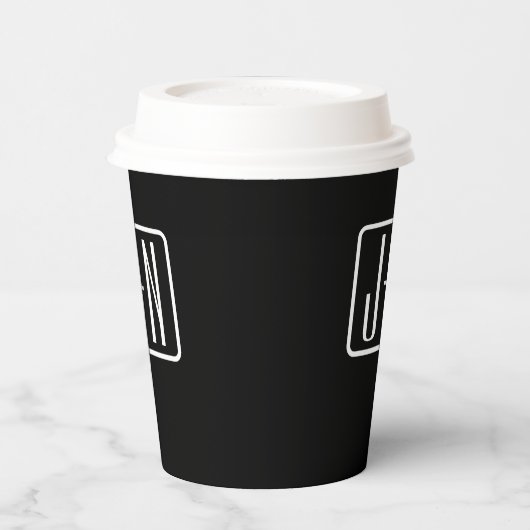Monogrammatische Initialen | Zwart & Wit Papieren Bekers (Links)